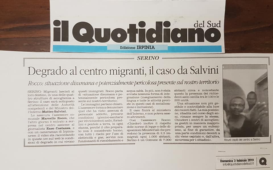 Emergenza centri d’accoglienza immigrati a Serino. Aggrediti Carabinieri. Inviata informativa al Ministro Salvini e al Sottosegretario Sibilia – FOTO, RASSEGNA STAMPA, VIDEO IRPINIA TV & IRPINIANEWS.IT