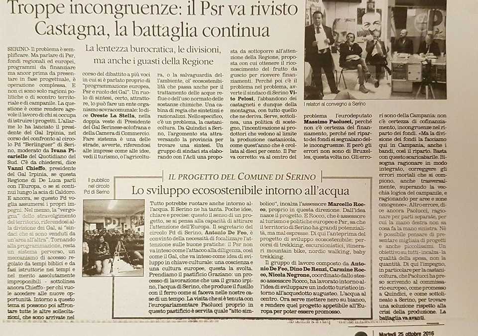 Rassegna stampa “Il Quotidiano Del Sud”  20, 23 e 25 Ottobre 2016