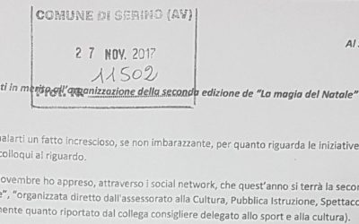 Richiesta chiarimenti in merito all’organizzazione della seconda edizione de “La magia del Natale” – ALLEGATI