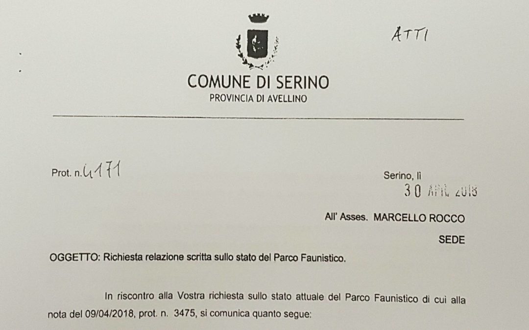 Relazione Ufficio Tecnico sullo stato del “Parco Faunistico” di Serino – FOTO & PLANIMETRIA