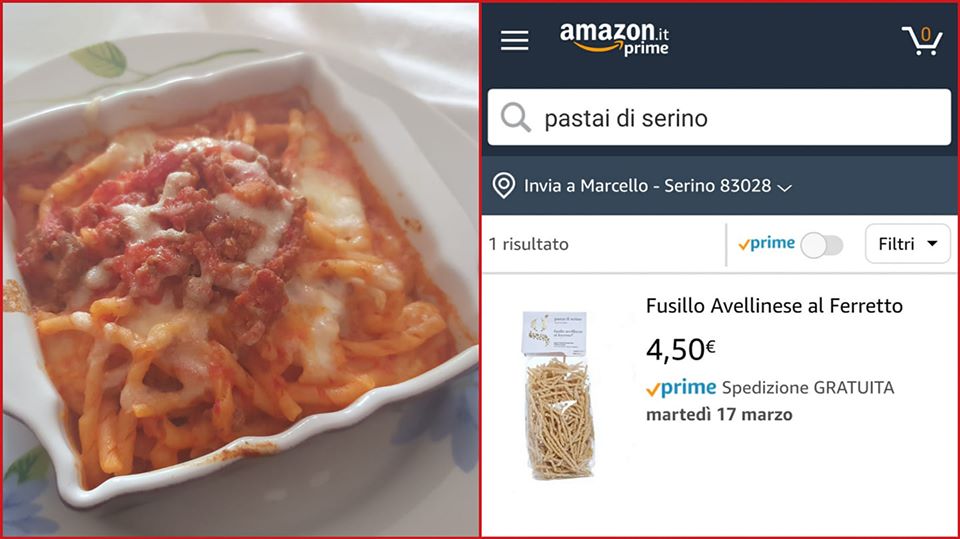 E’ possible acquistare i fusilli artigianali de “I Pastai di Serino”, anche da casa, attraverso amazon.it – COLLEGAMENTO AL SITO