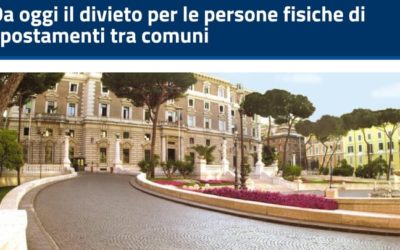 Da oggi il divieto per le persone fisiche di spostamenti tra comuni – DOCUMENTI IN ALLEGATO