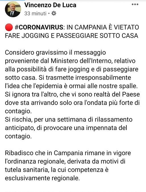 Meglio imparare a convivere con il coronavirus piuttosto che sopravvivere privati delle proprie libertà fondamentali