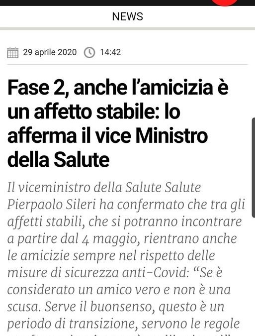 Fase 2, anche l’amicizia è un affetto stabile: lo afferma il vice Ministro della Salute – ARTICOLO fanpage.it
