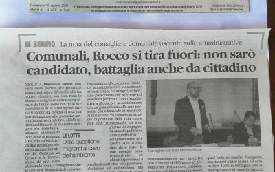 Rocco: “Come annunciato pubblicamente, 8 mesi fa, non mi ricandiderò. Lotterò sempre per ciò che ritengo giusto!”